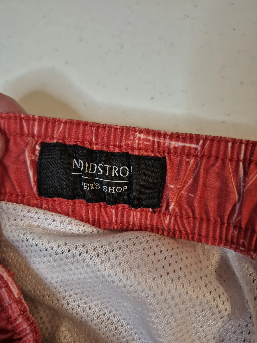 Nordstrom Red Sailboat-Print Swim Trunks 4831